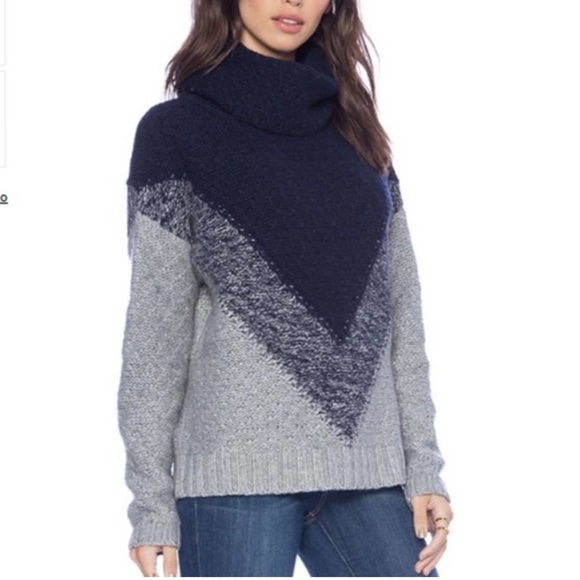 Autumn Cashmere Chunky Knit Chevron Turtleneck Sweater - Picture 2 of 6